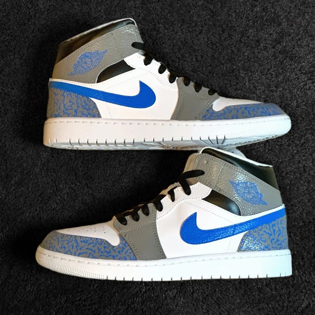 Grey Blue Net Custom Sneakers Air Jordan 1
