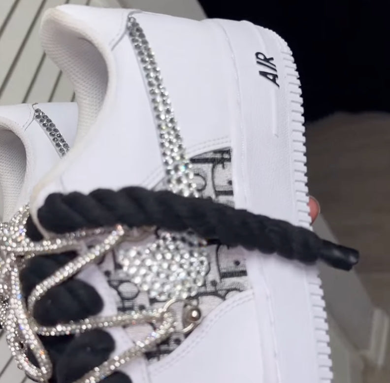 Hand Painted Custom Rhinestone Air Force 1 Sneakers
