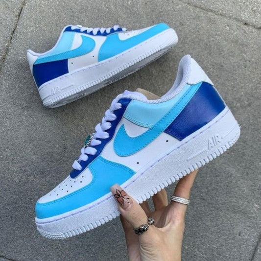Tricolor Blue Custom Sneakers Air Force 1