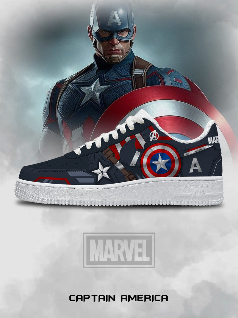 Hand Painted Captain America Custom Air Force 1 Sneakers