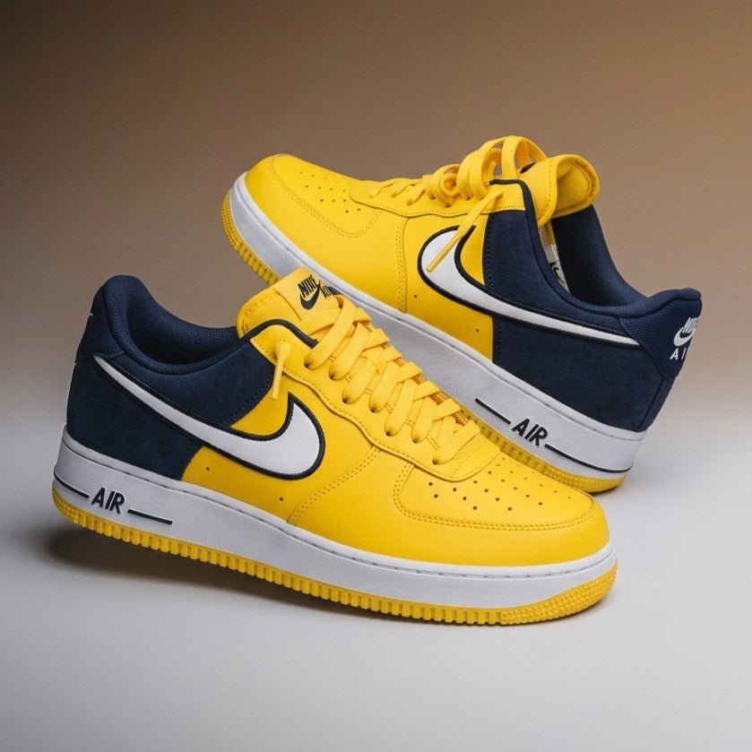 Yellow Dark Blue Custom AF 1s Shoes