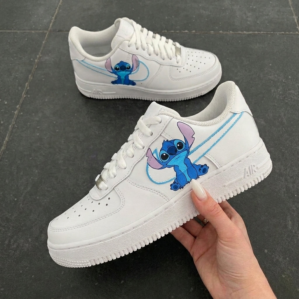 Custom Air Force 1 Blue Stitch Cartoon