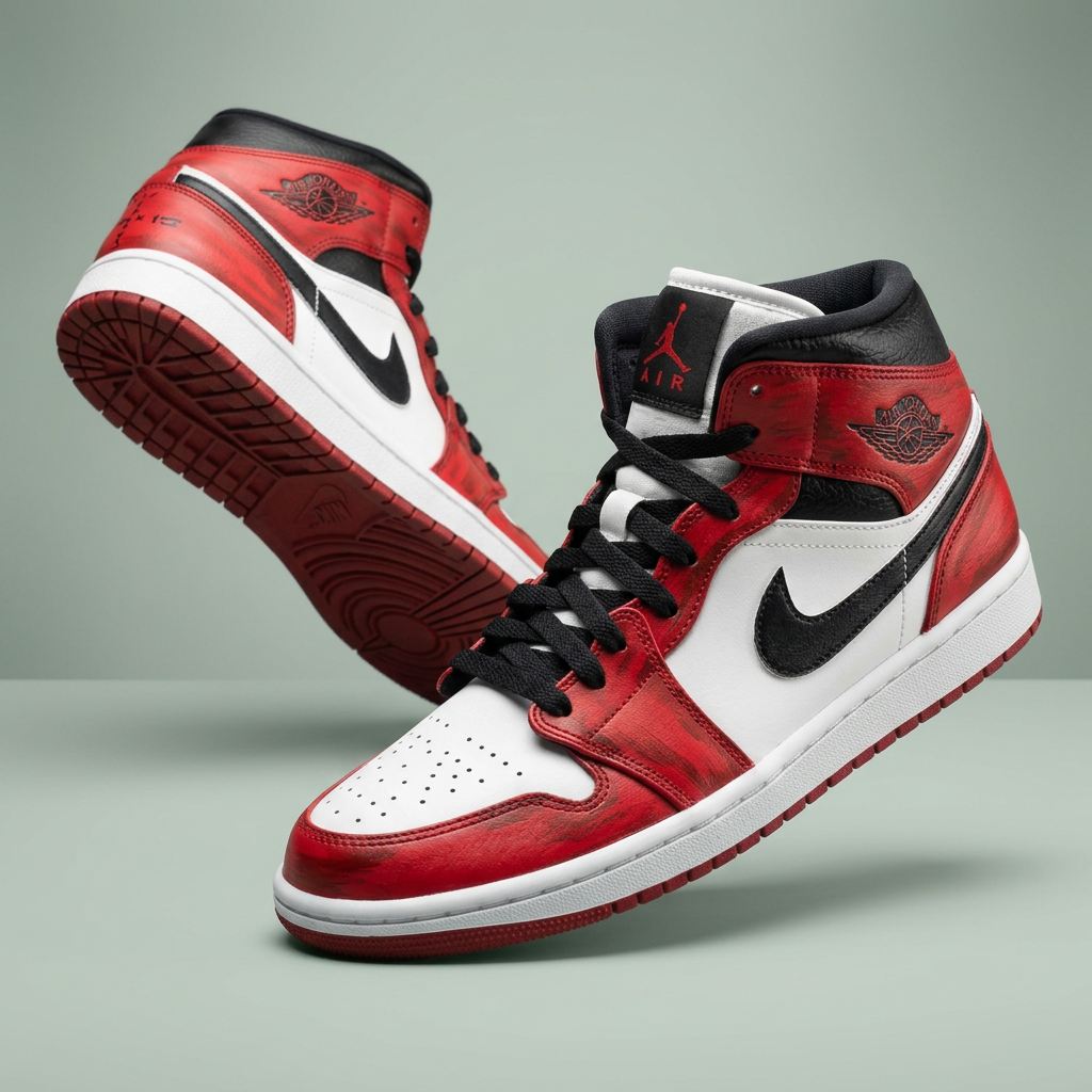 Hand Painted Red Black Custom Air Jordan 1 Sneakers