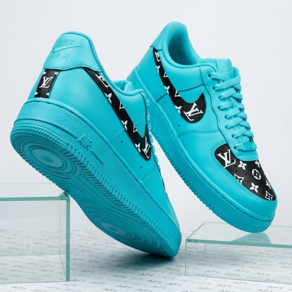 Hand Painted Custom Turquoise Air Force 1 Sneakers