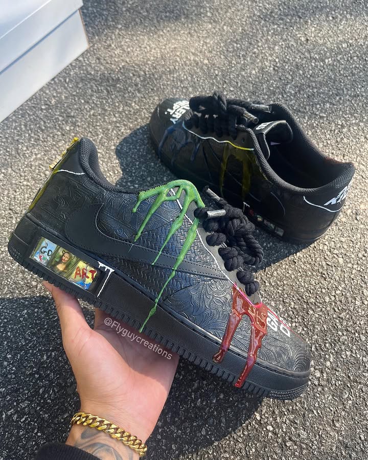Hand Painted Drip Custom Black Air Force 1 Sneakers
