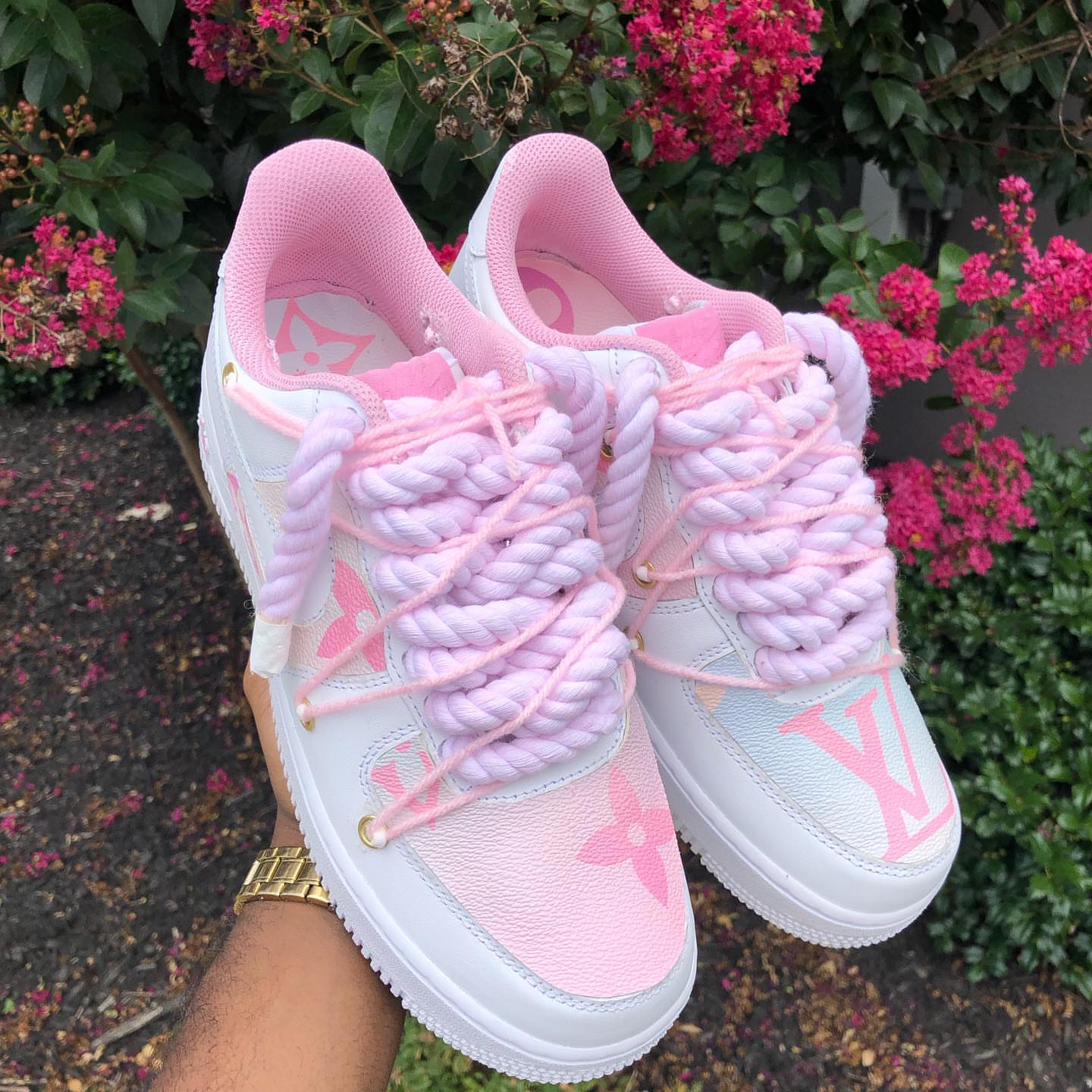 Custom Pink Hand Painted Air Force 1 Sneakers