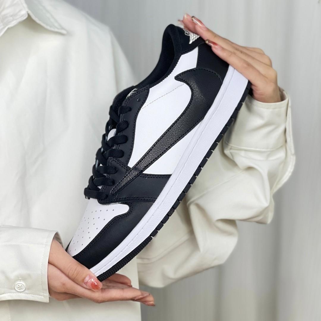 Black White Custom Sneakers Air Jordan 1 Travis Scott