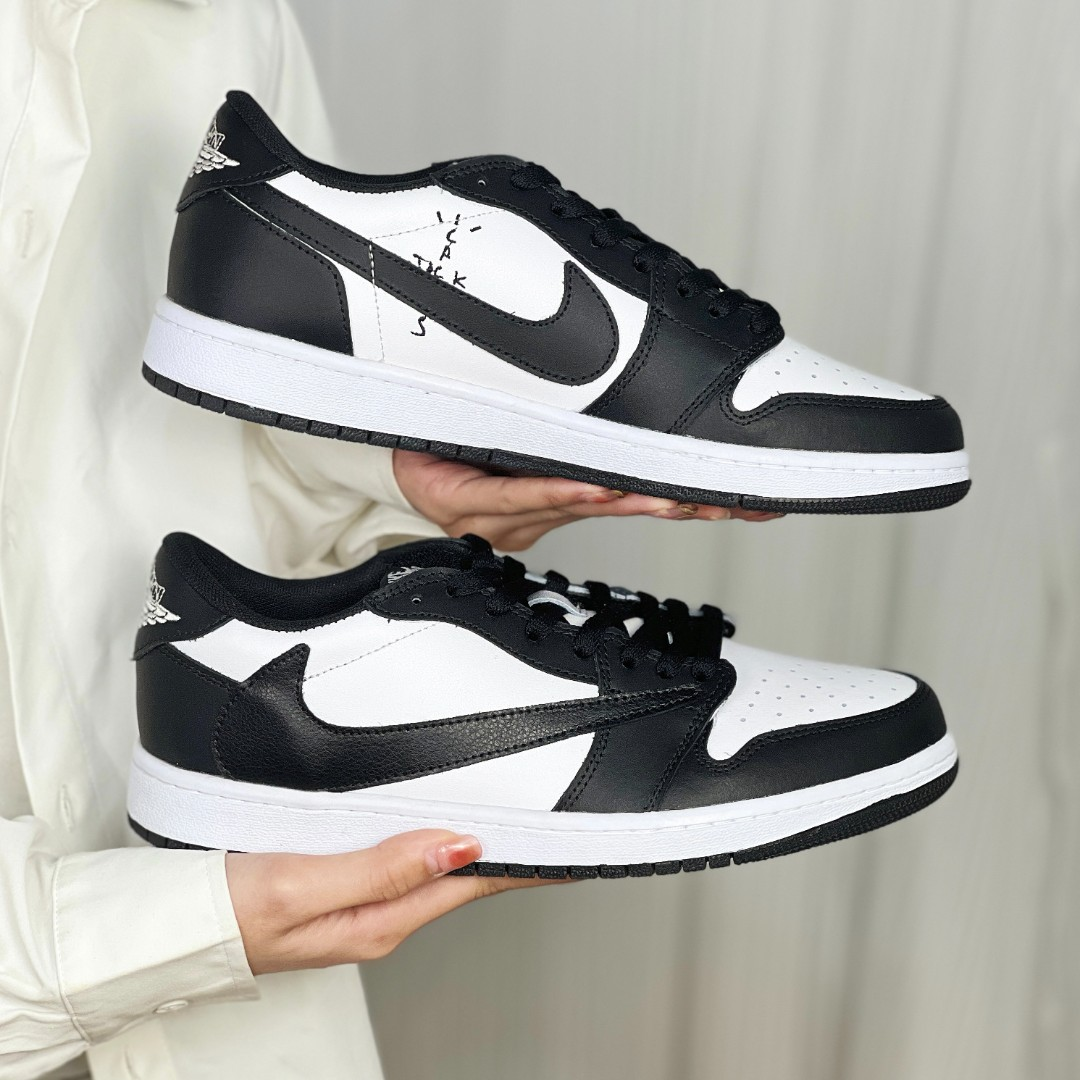 Black White Custom Sneakers Air Jordan 1 Travis Scott