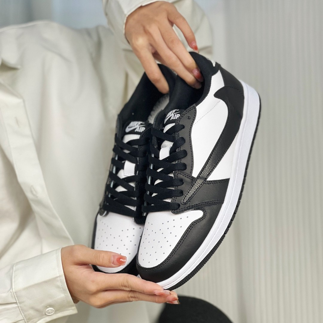 Black White Custom Sneakers Air Jordan 1 Travis Scott