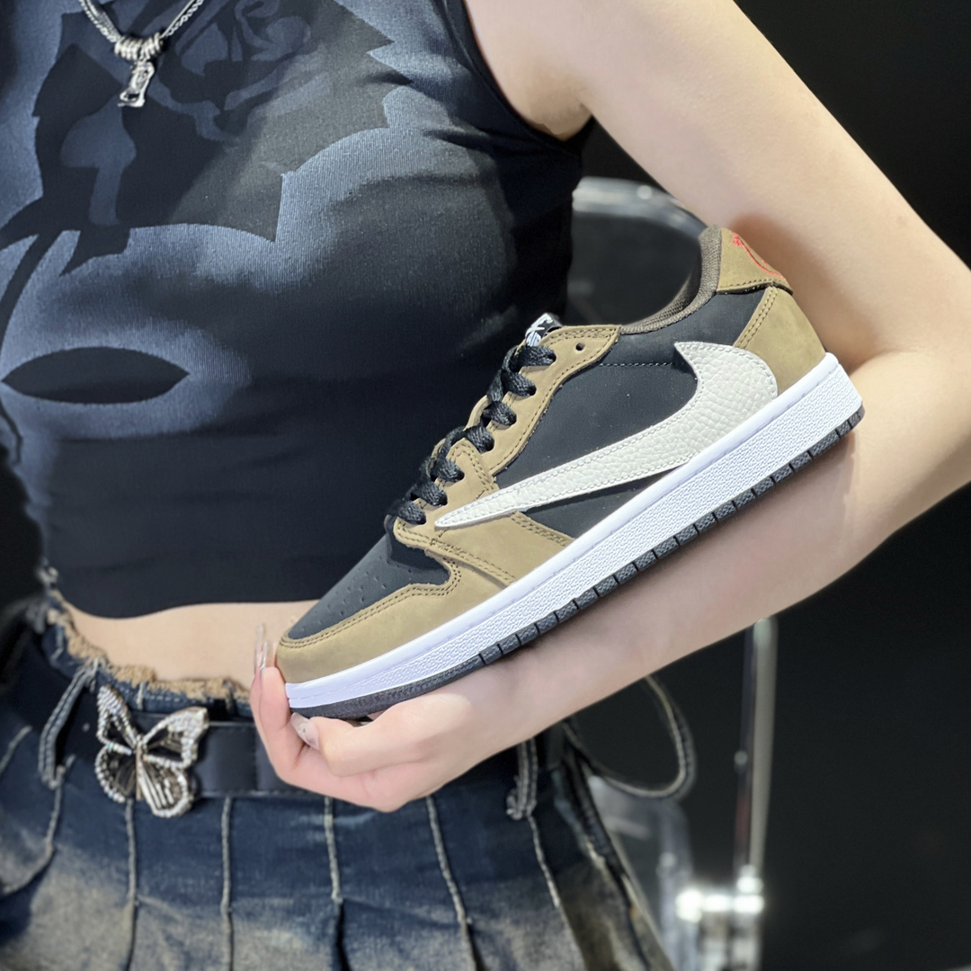 Dark Brown Custom Sneakers Air Jordan 1 Travis Scott