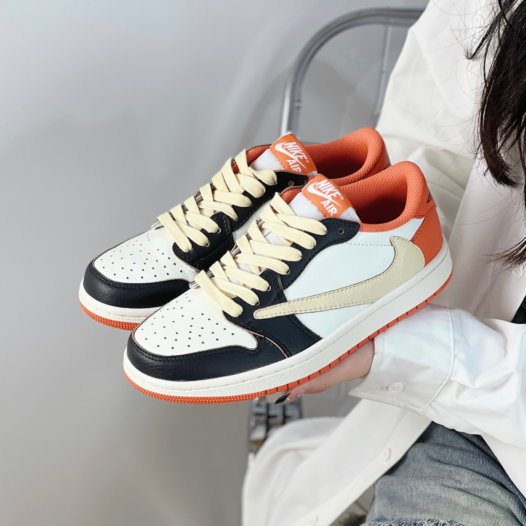 Orange Beige Custom Sneakers Air Jordan 1 Travis Scott