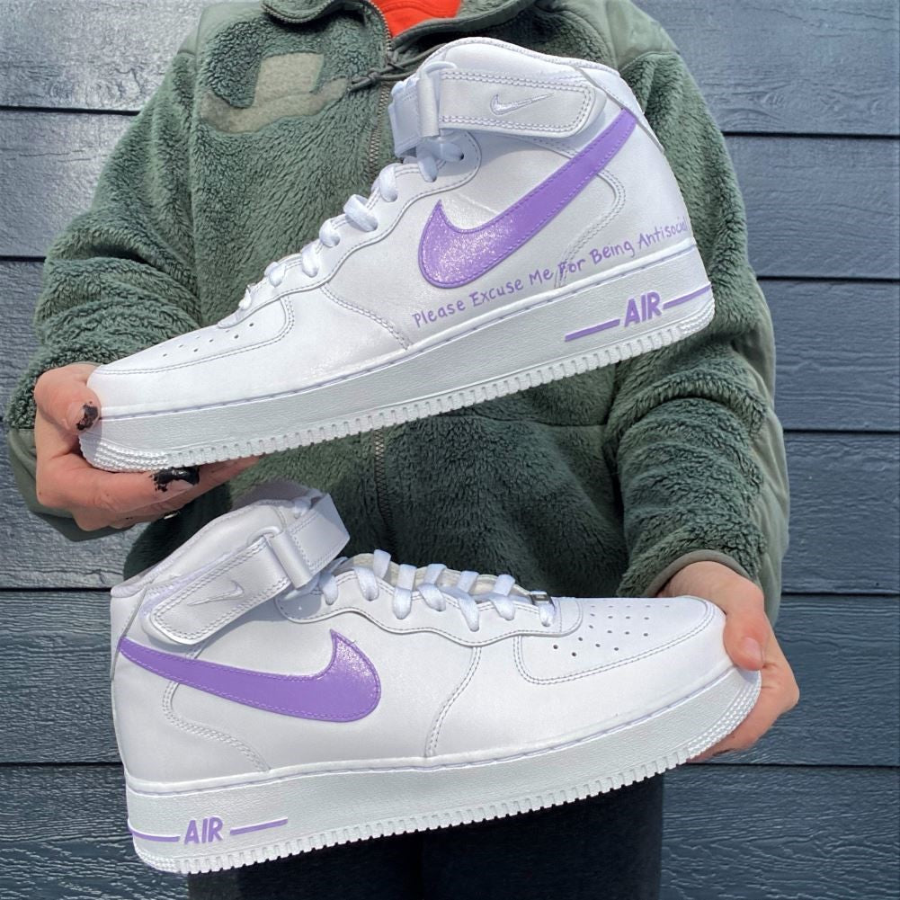 Purple Word Custom Sneakers Air Force 1