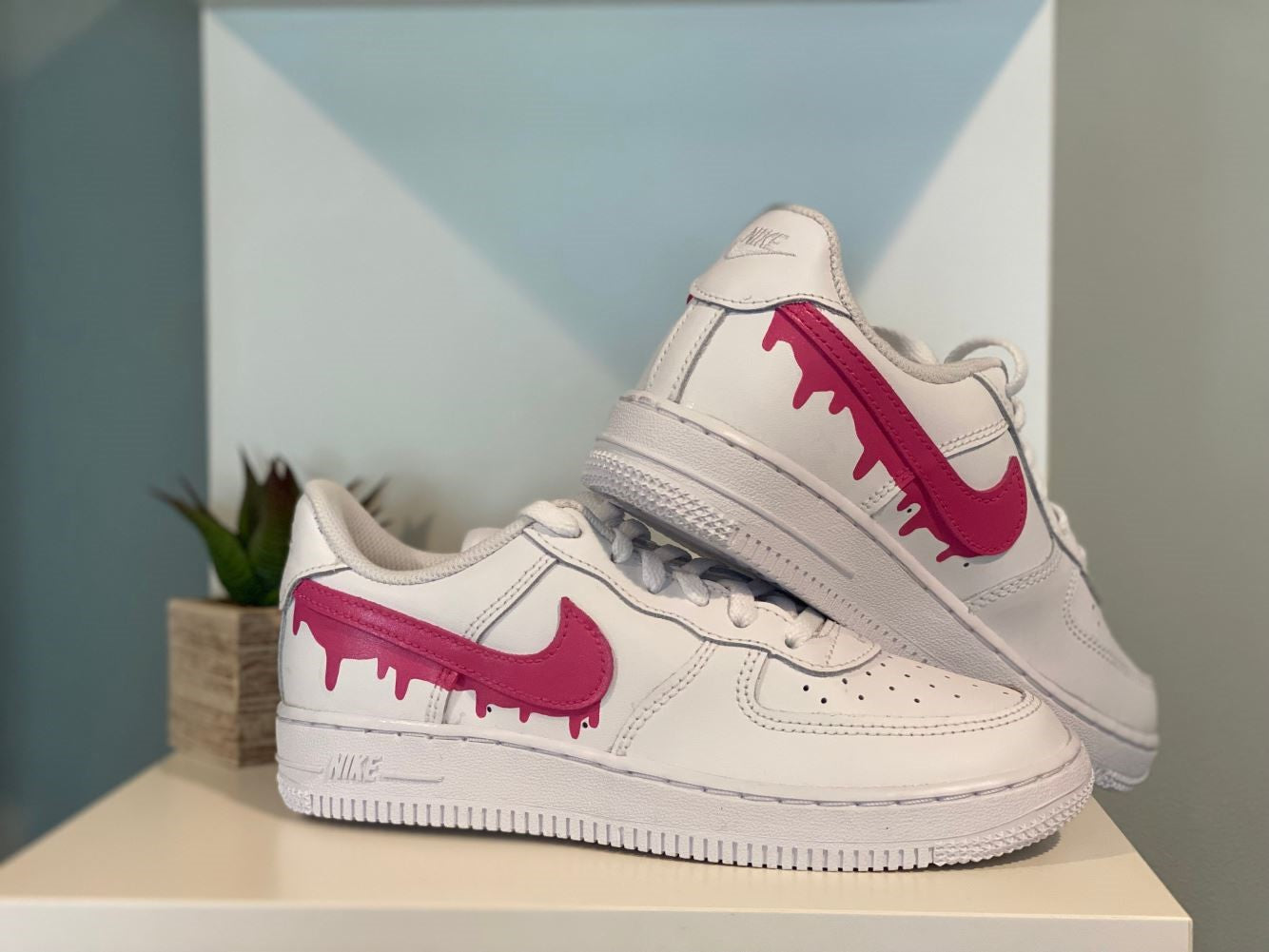 Pink Dripping Custom Sneakers Air Force 1