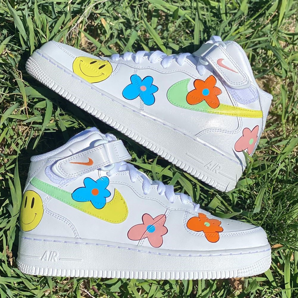 Smile Flower Custom Sneakers Air Force 1 Mid