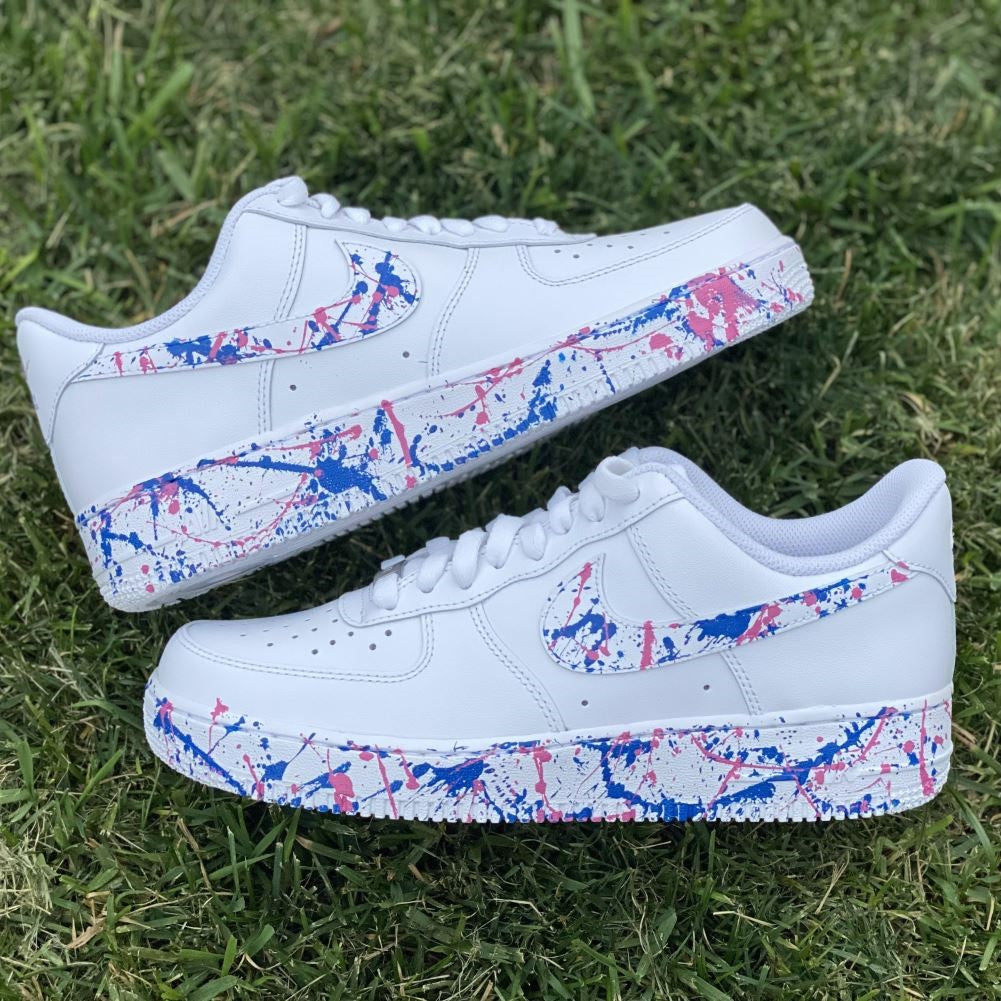 Blue Pink Splatter Custom Sneakers Air Force 1