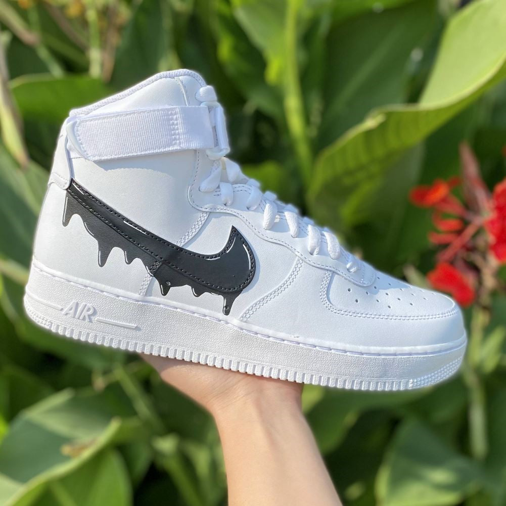 Black Dripping Custom Sneakers Air Force 1 High