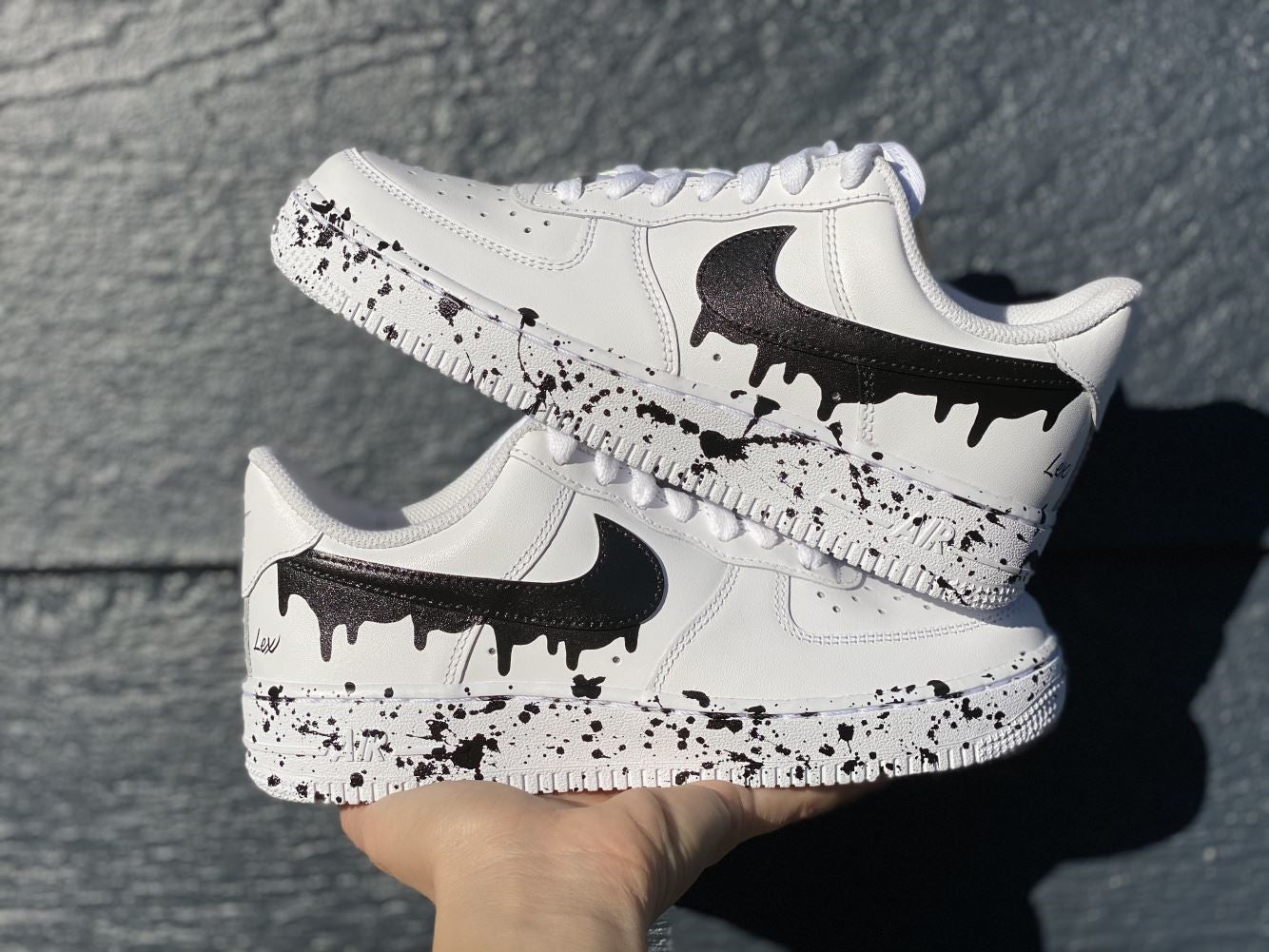 Black Dripping Splatter Custom Sneakers Air Force 1