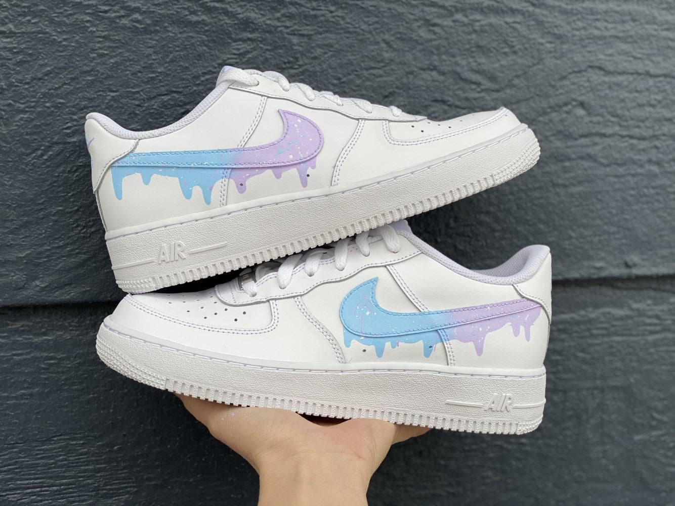 Purple Blue Dripping Sneakers Air Force 1