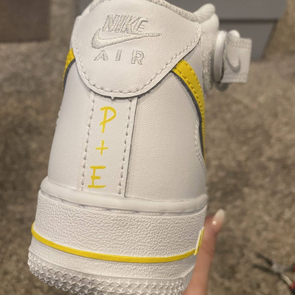 Yellow Smooth Custom Sneakers Air Force 1 Mid