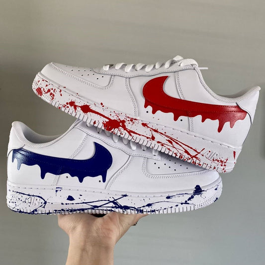 Blue Red Drip Splash Custom Sneakers Air Force 1