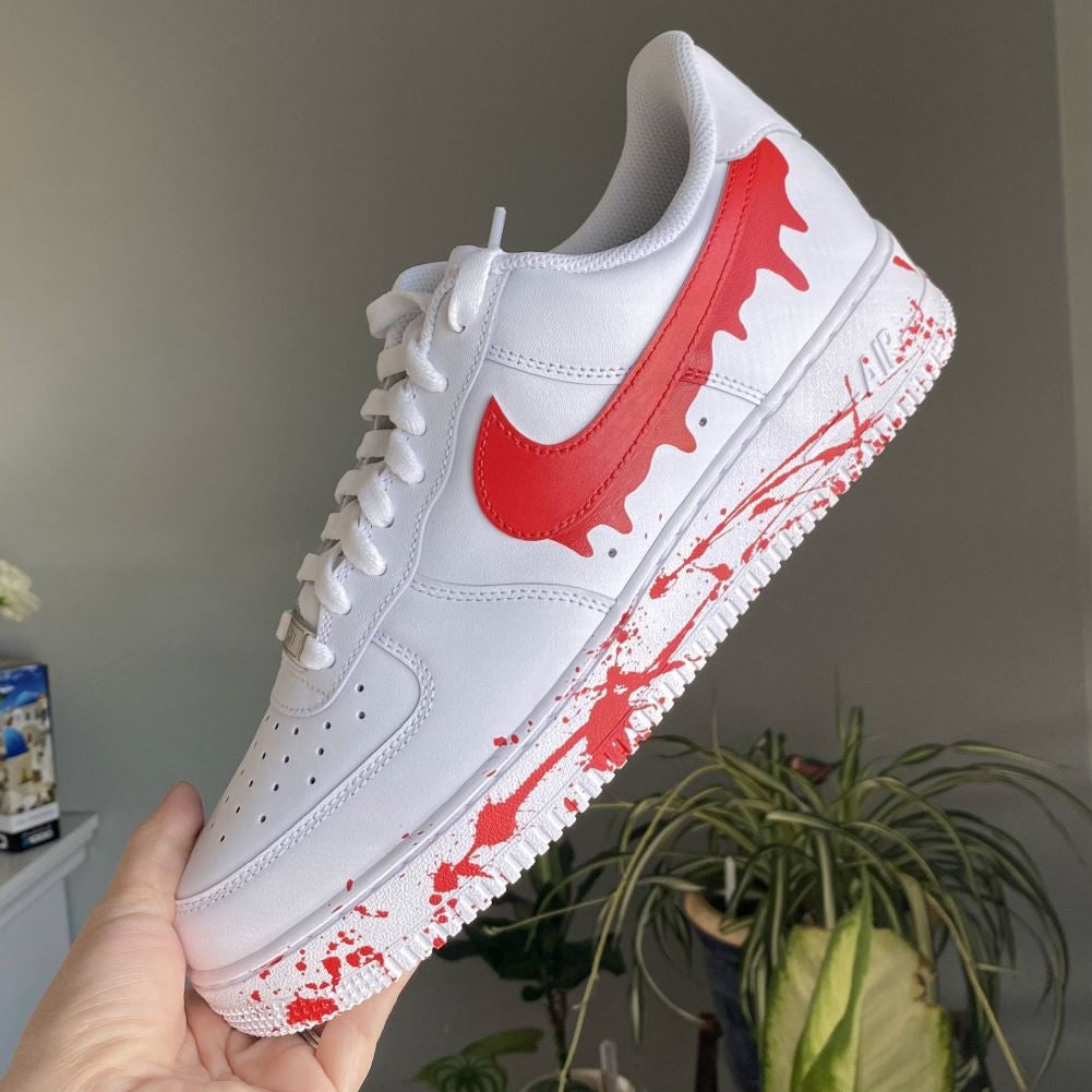 Blue Red Drip Splash Custom Sneakers Air Force 1