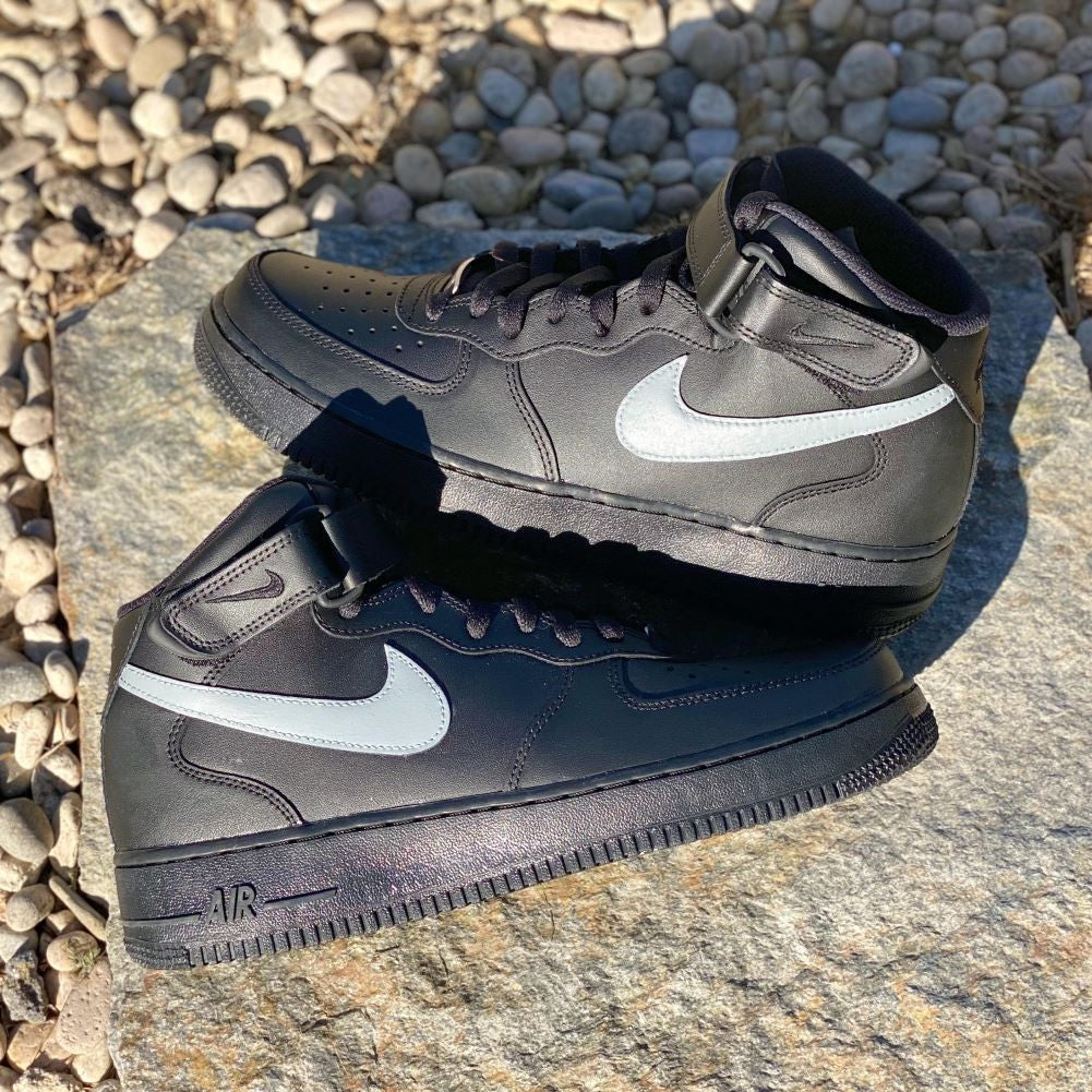 Grey Black Custom Sneakers Air Force 1 Mid