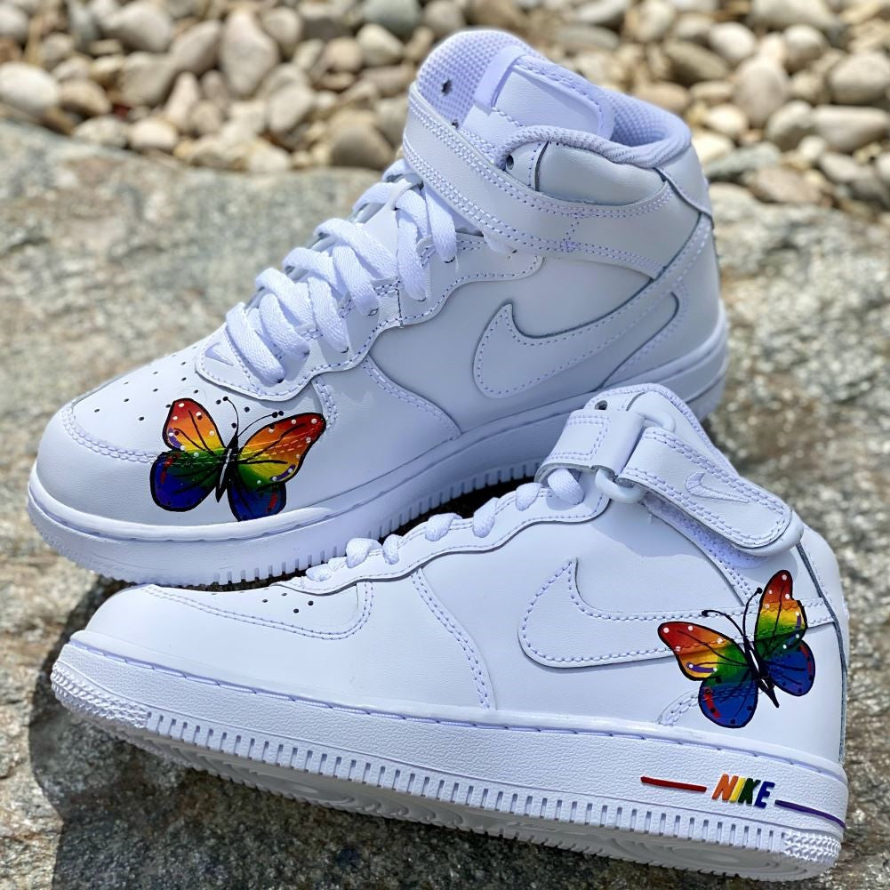 Colorful Butterfly Custom Sneakers Air Force 1 Mid