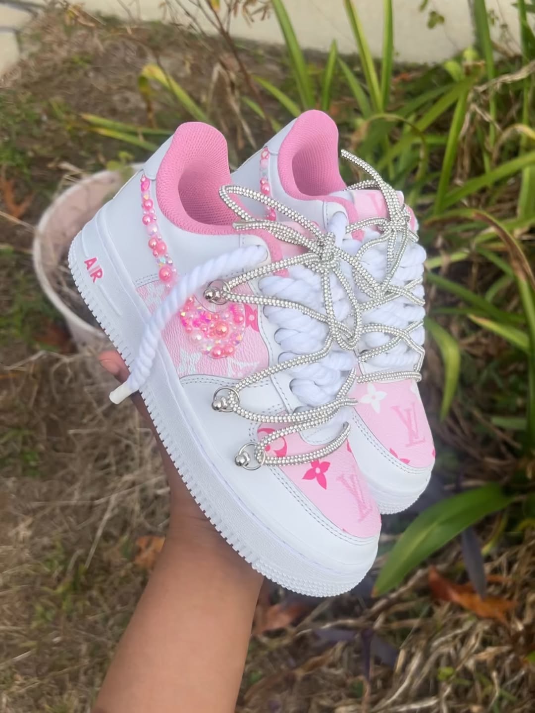 Hand Painted Pink Custom Air Force 1 Sneakers