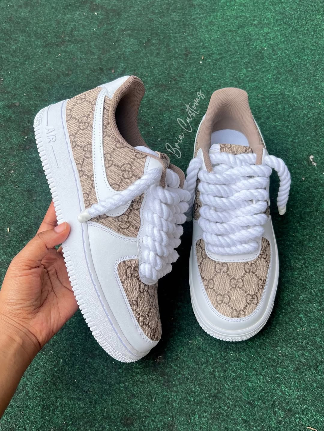 Handmade Custom Air Force 1 Sneakers with Chunky Rope Laces
