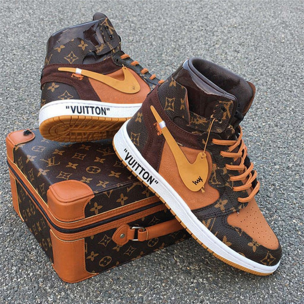 Hand Painted Custom Brown High Top Sneakers