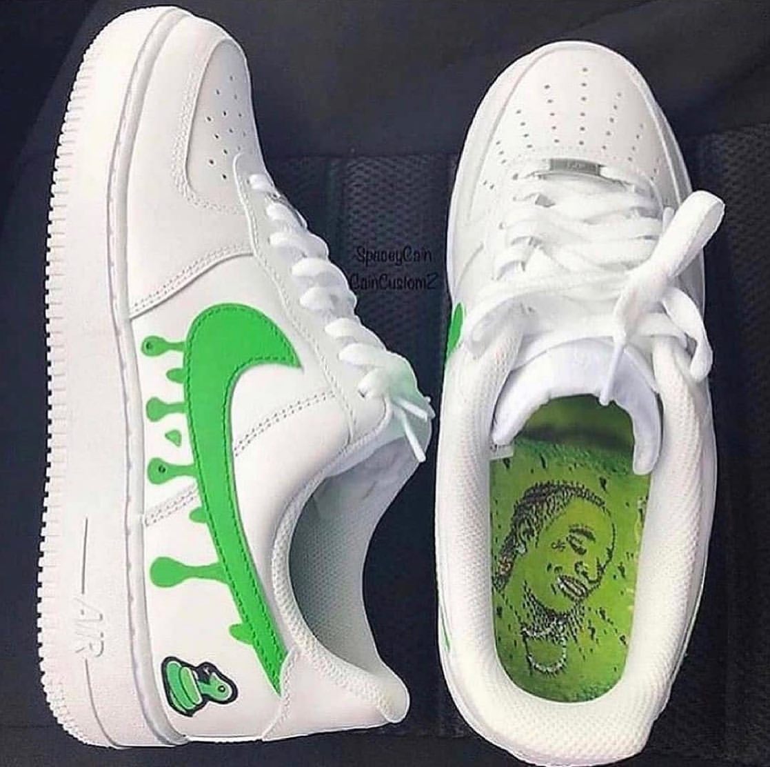 Adorable Cartoon Green Frogs Pattern Custom AF 1s Shoes
