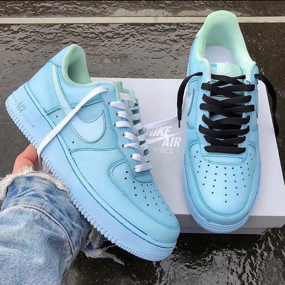 Adorable Pale Baby Blue Custom AF 1s Shoes