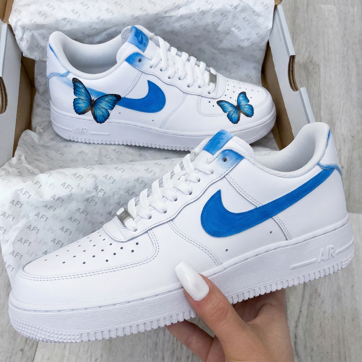 Baby Blue Butterflies Custom AF 1s Shoes