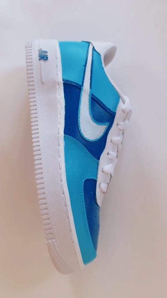 Baby Blue Navy Custom AF 1s Shoes