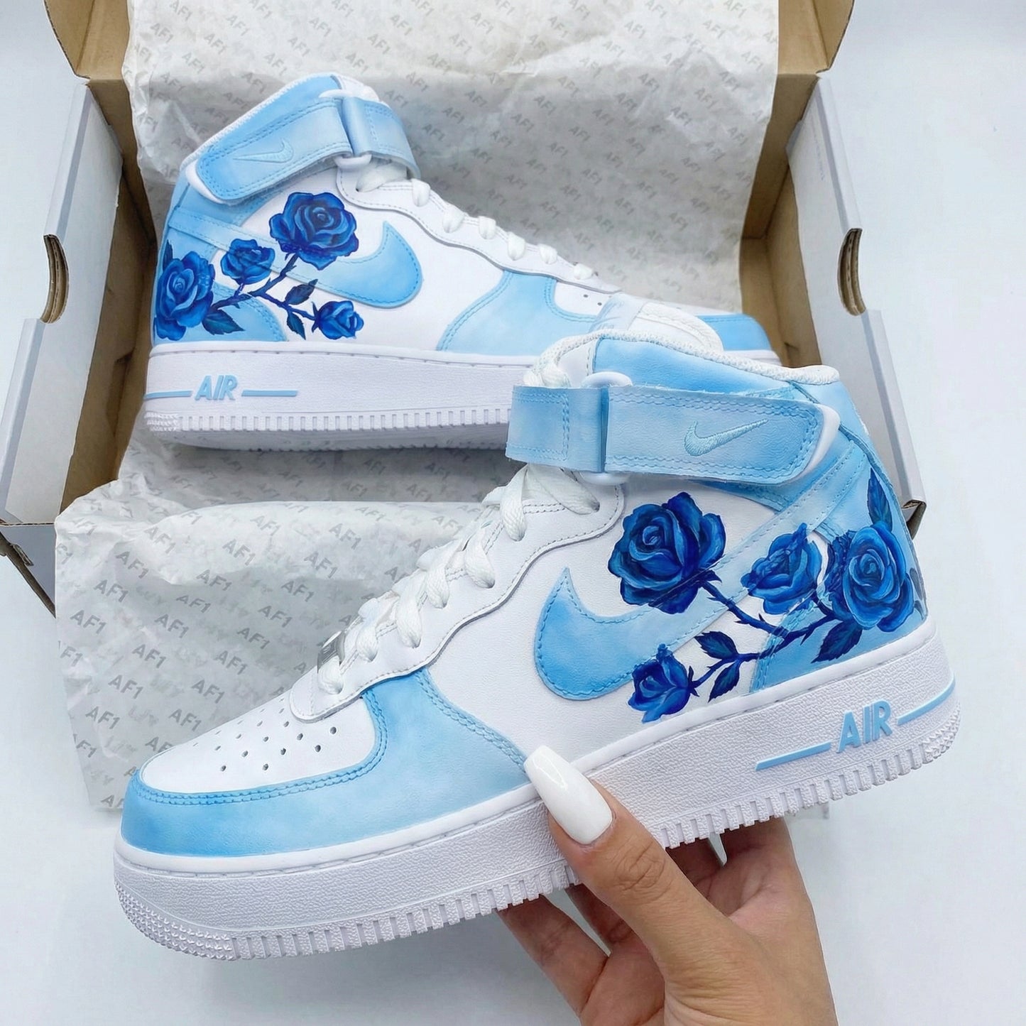 Baby Blue Rose Custom AF 1s Shoes