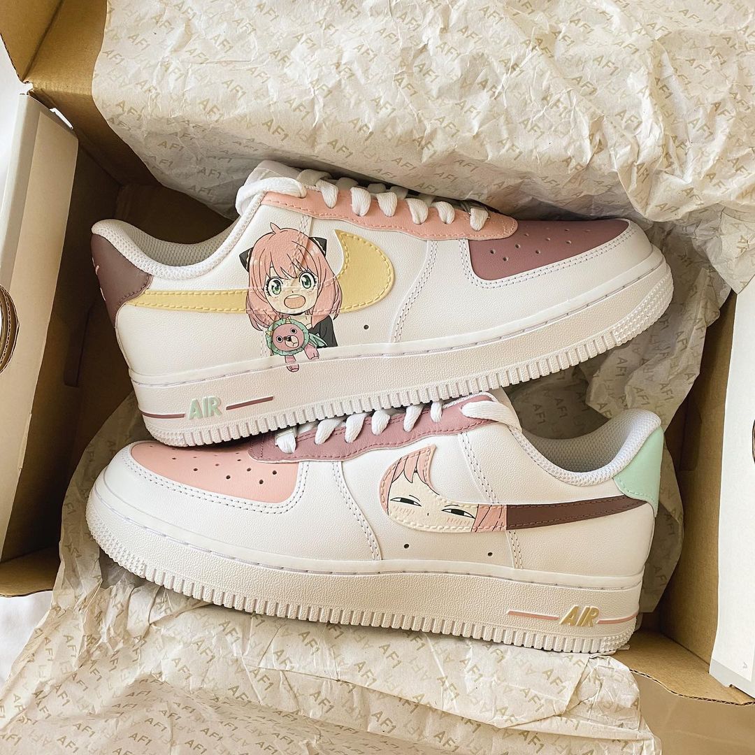 Baby Pink Anime Custom Air Force 1 Shoes