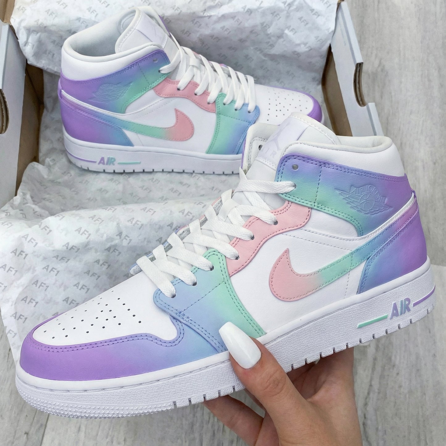 Baby Pink Baby Blue Custom AJ 1s Shoes