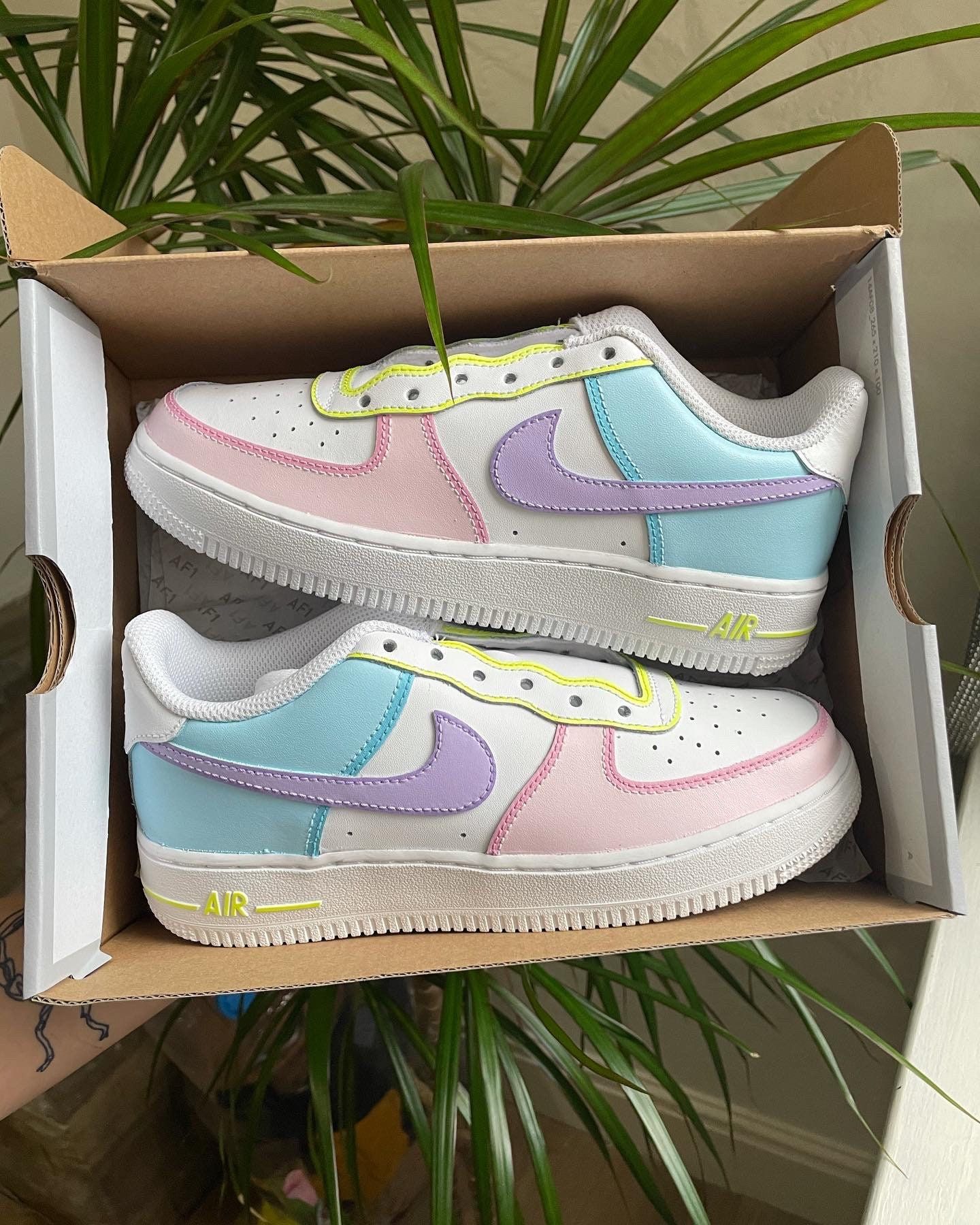 Baby Pink Baby Blue Purple Custom Air Force 1 Shoes