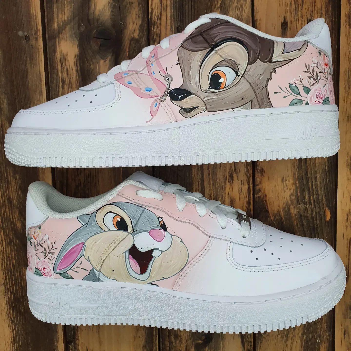 Baby Pink Cartoon Animals Custom AF 1s Shoes