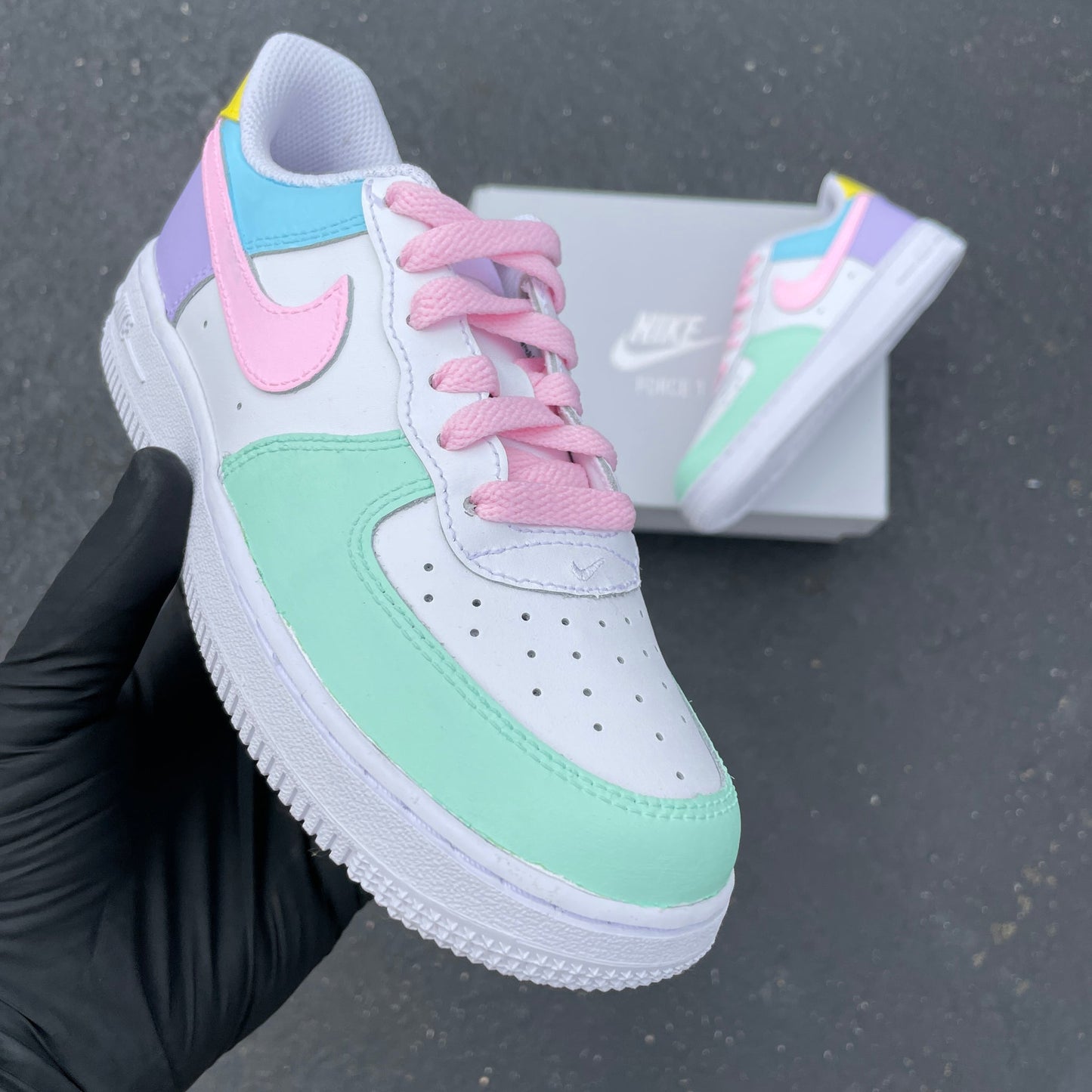 Baby Pink Mint Multi - colored Custom AF 1s Shoes