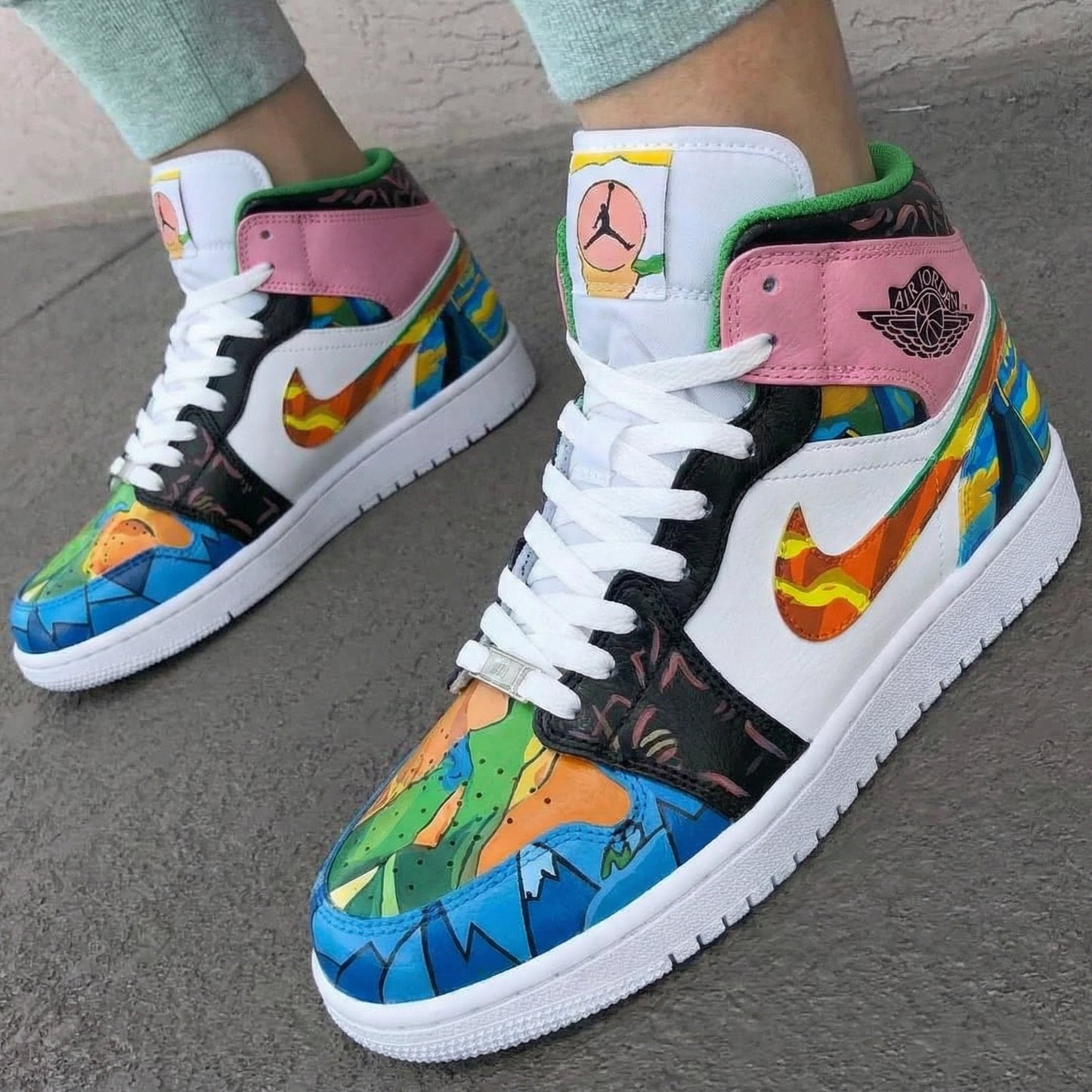 Baby Pink Multicolor Custom AJ 1s Shoes