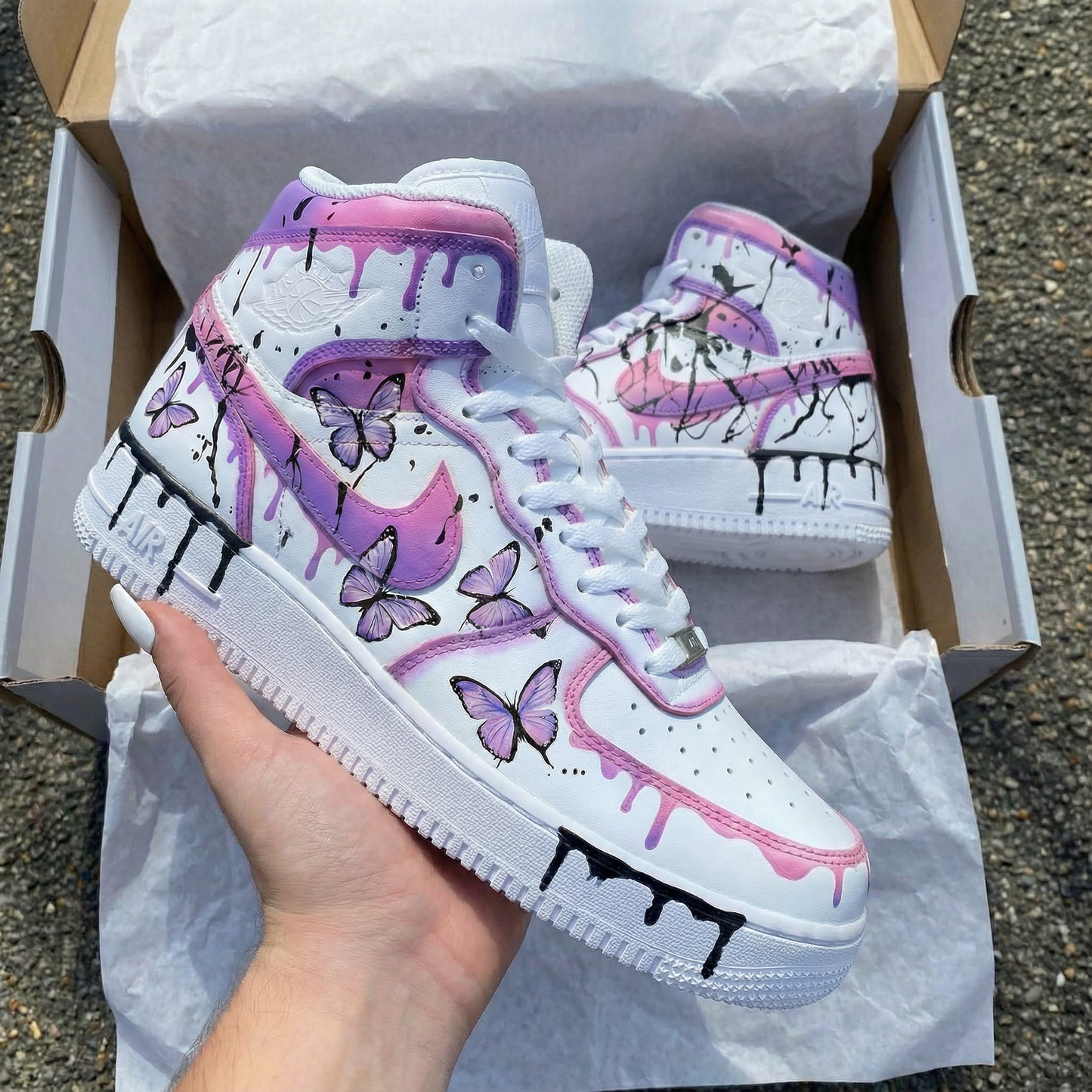 Baby Pink Purple Butterfly Custom AF 1s Shoes