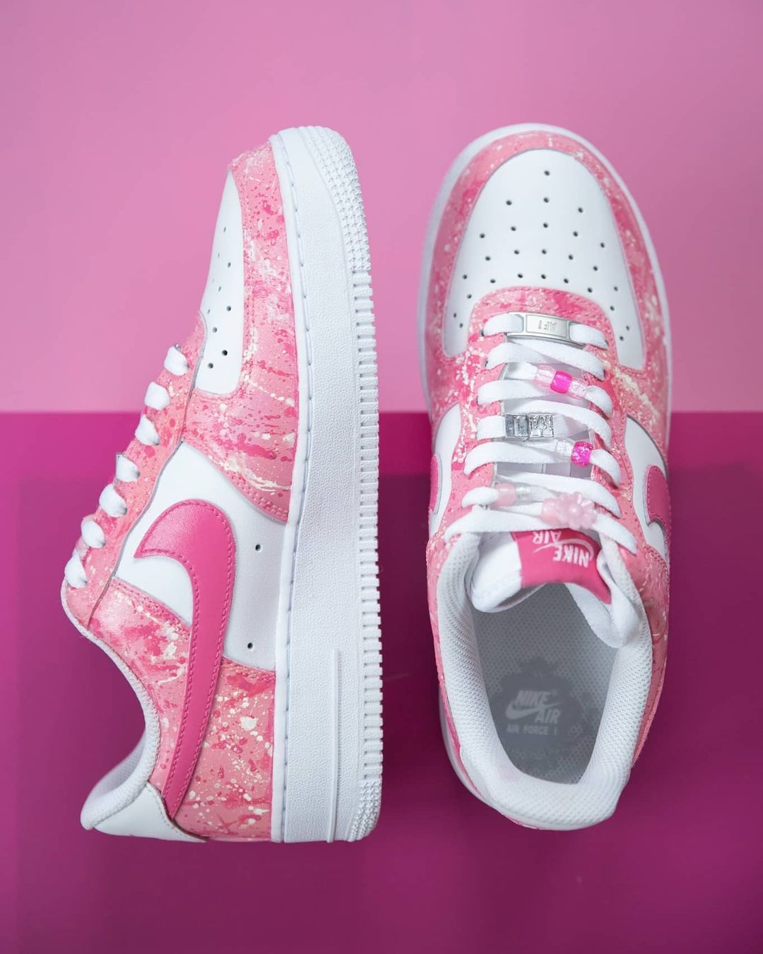 Baby Pink Splatter Custom AF 1s Shoes