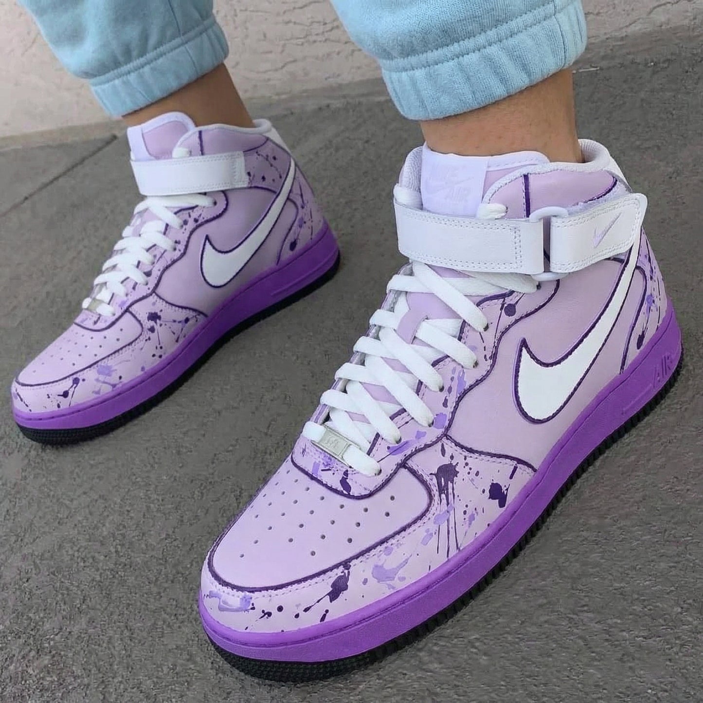 Baby Purple Splash Custom AF 1s Shoes