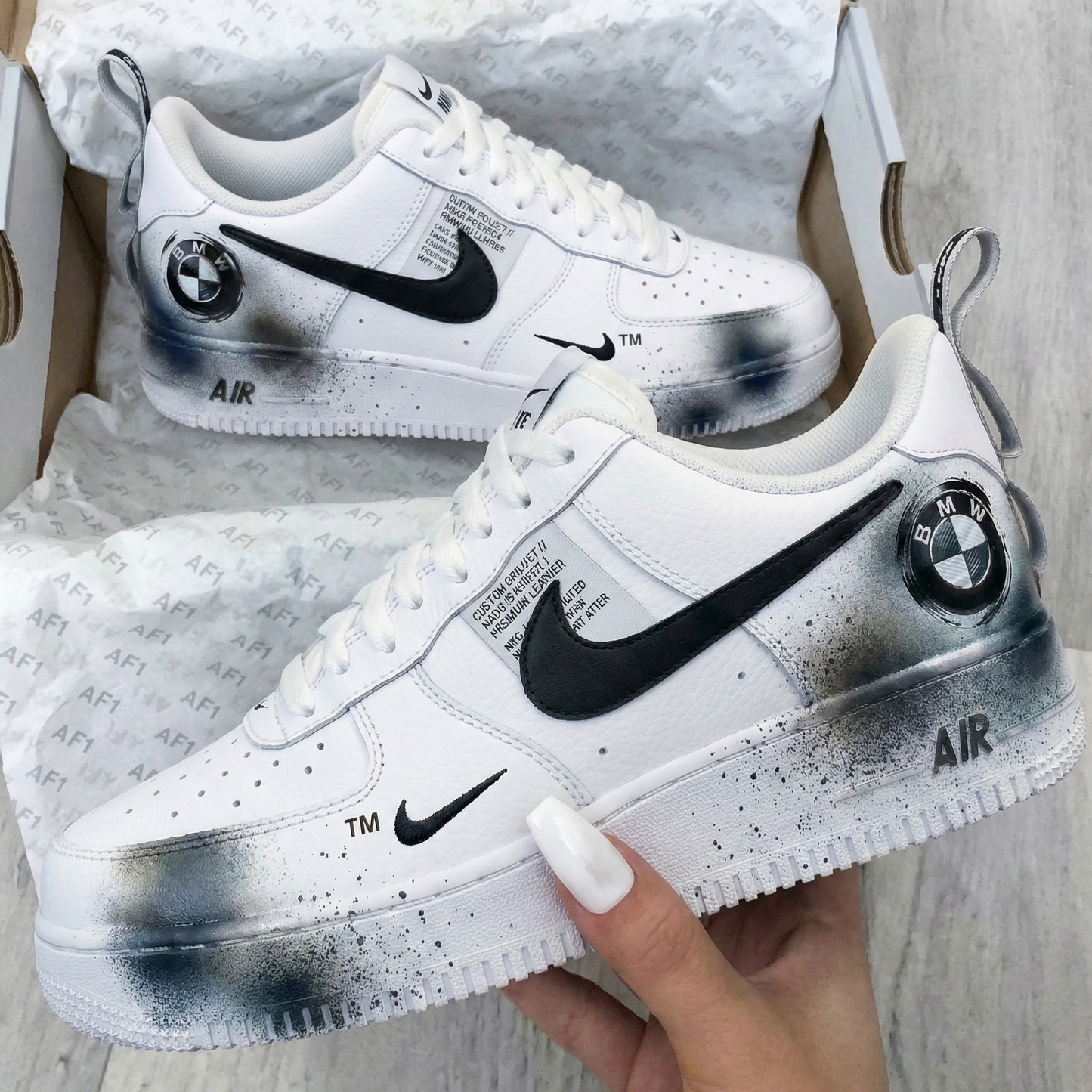 Black BMW Logo Custom AF 1s Shoes