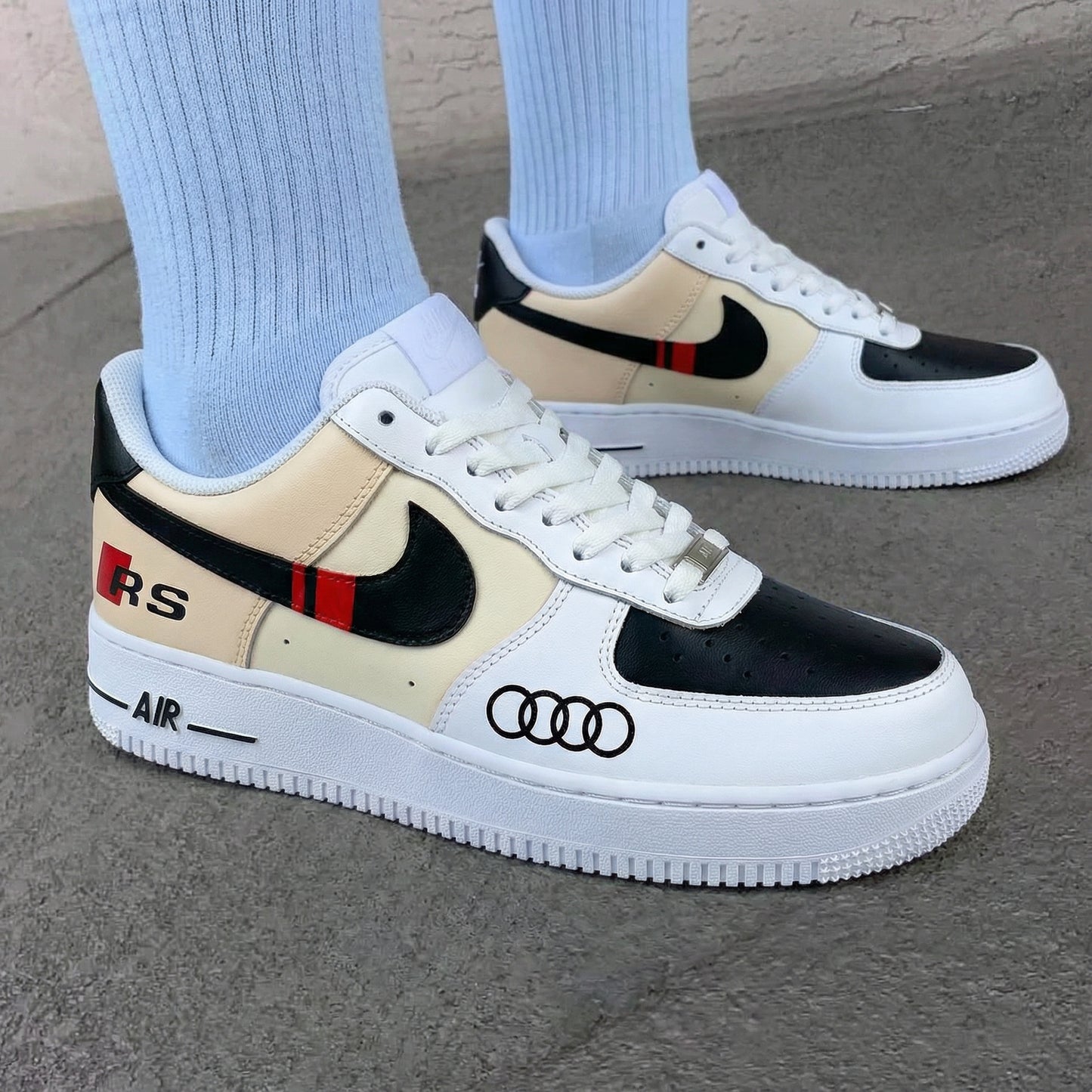 Black Cream Audi Logo RS Custom AF 1s Shoes