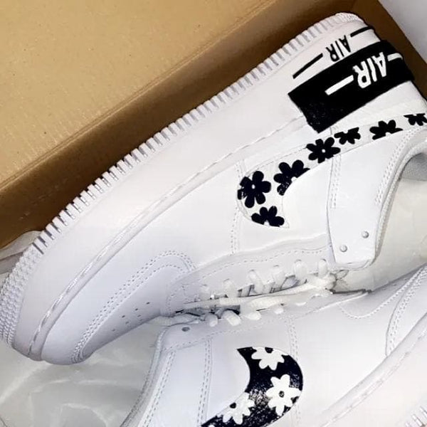 Black Daisy Custom AF 1s Shoes