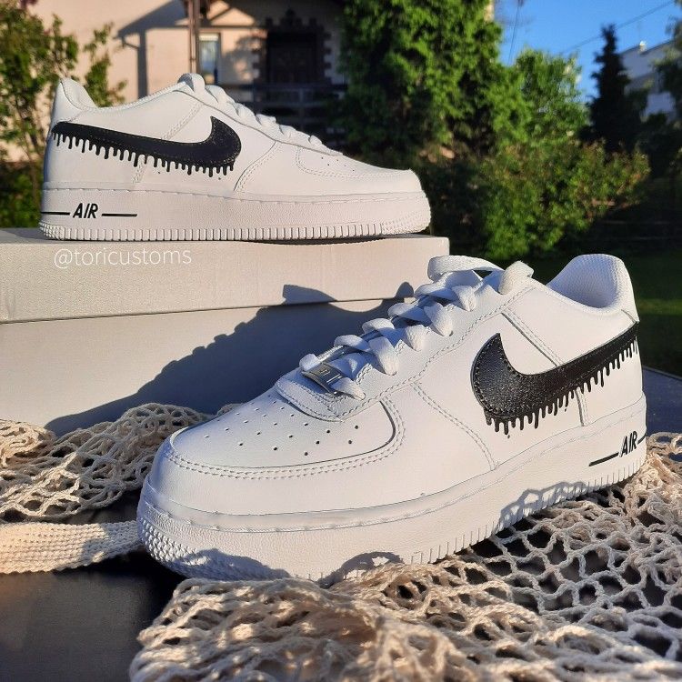 Black Dripping Custom AF 1s Shoes