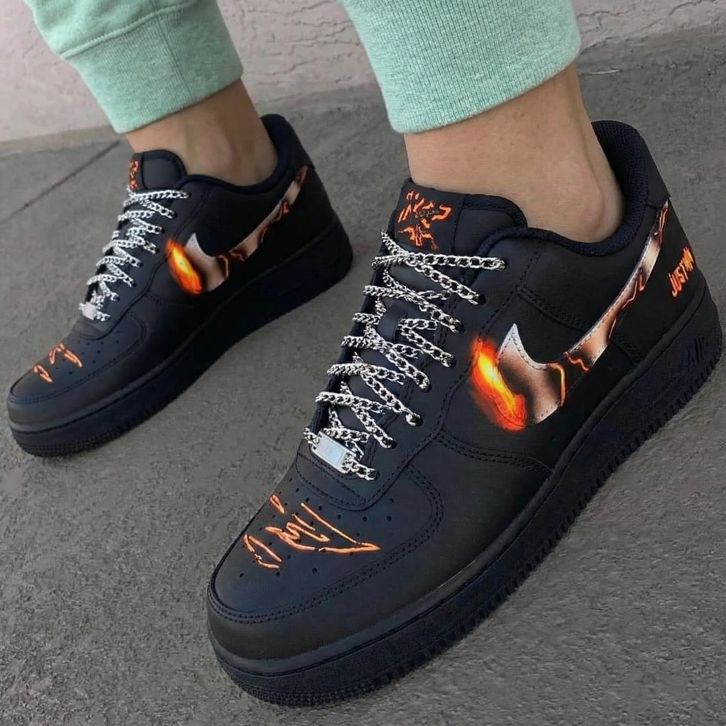 Black Flame Custom AF 1s Shoes