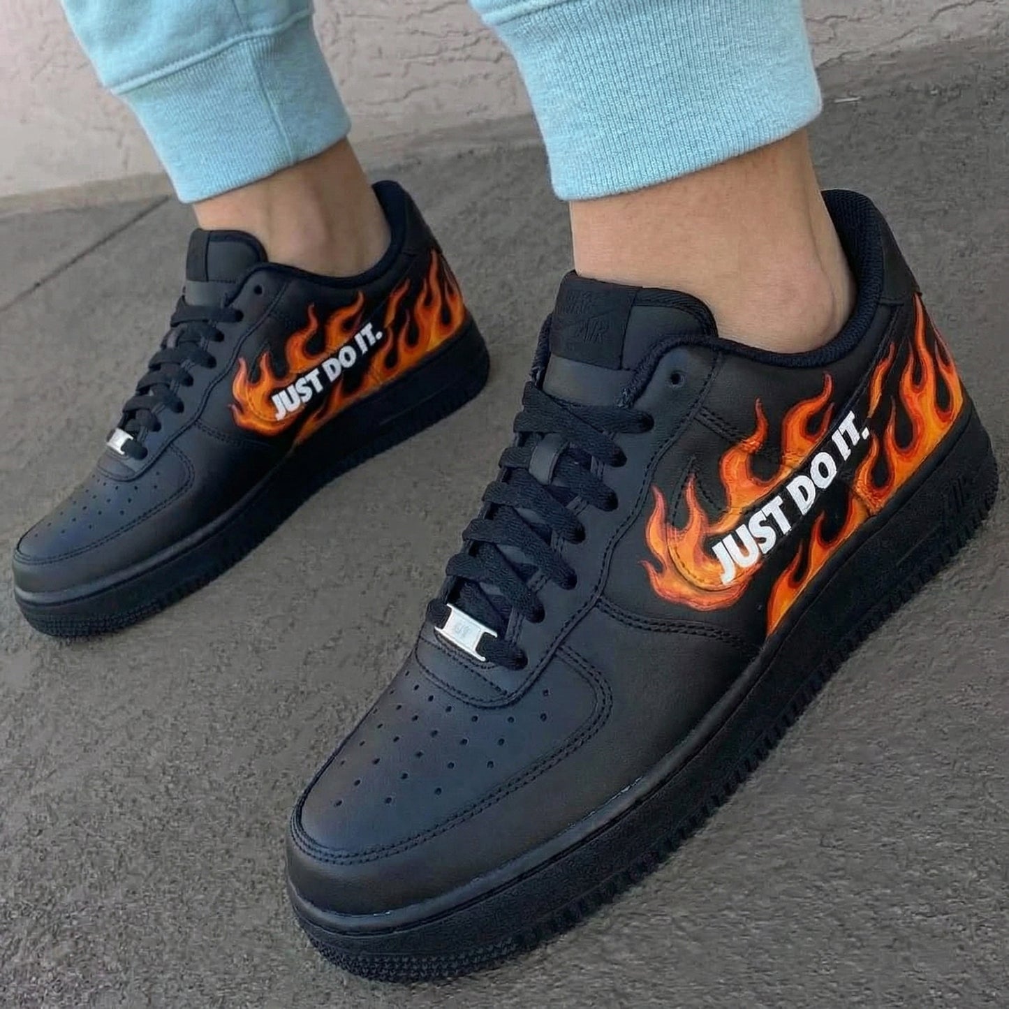 Black Flame Just Do It Custom AF 1s Shoes